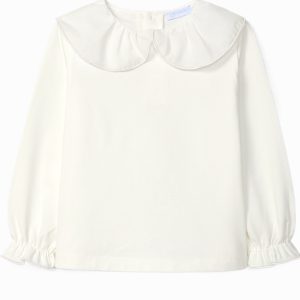 Blouse bébé fille à manche longues en coton – Crème