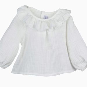 Blouse bébé fille à collerette – Blanc