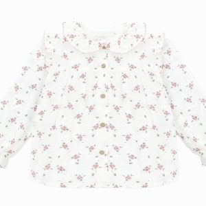 Blouse fille à imprimé fleuri – Blanc