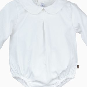 Body bébé blouse manches longues à col rond – Blanc