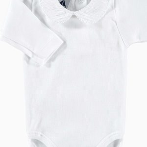 Body bébé à col rond texturé – Blanc