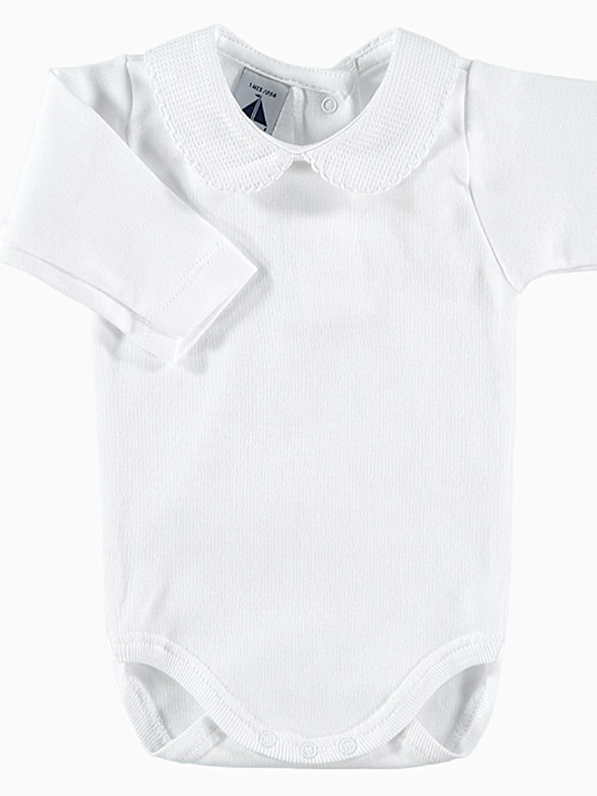 Body bébé à col rond texturé – Blanc