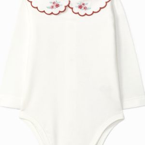 Body bébé fille à col brodé – Blanc