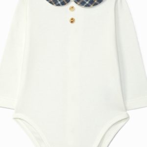 Body bébé garçon à col à carreaux – Blanc