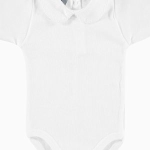 Body bébé manches courtes à col rond texturé – Blanc