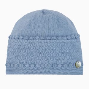 Bonnet naissance en laine – Bleu ciel