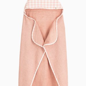 Cape de bain bébé/enfant et gant de toilette – Rose – Personnalisable