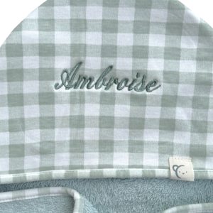 Cape de bain bébé/enfant et gant de toilette – Vert – Personnalisable