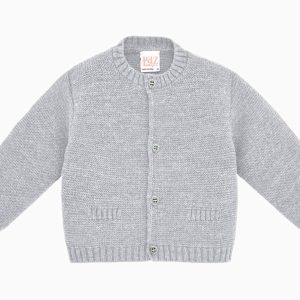 Cardigan bébé en laine – Gris perle