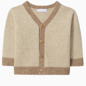 Cardigan bébé bicolore en maille – Beige