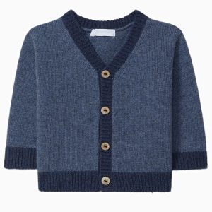 Cardigan bébé bicolore en maille – Bleu