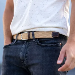 Ceinture tressée élastique BillyBelt - Café Latte