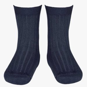 Chaussettes bébé courtes côtelées – Bleu marine