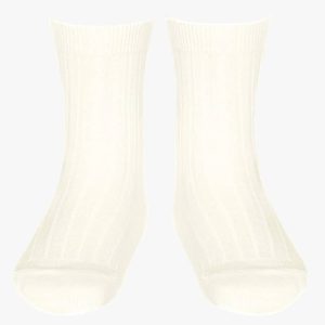 Chaussettes bébé courtes côtelés – Blanc