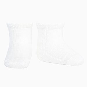 Chaussettes bébé courtes ajourées – Blanc
