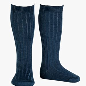 Chaussettes bébé hautes en laine mérinos – Bleu marine