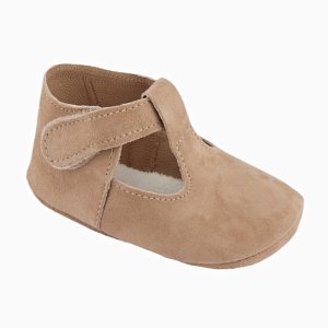 Chaussons bébé légers en cuir doux – Taupe