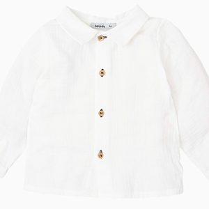 Chemise bébé garçon en gaze de coton – Blanc