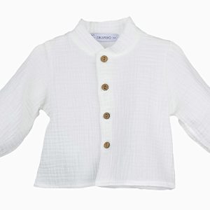 Chemise bébé garçon à col mao – Blanc