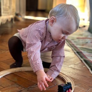 Chemise bébé garçon vichy à col mao – Rouge