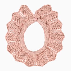 Col amovible fille point mousse pour gilet – Rose