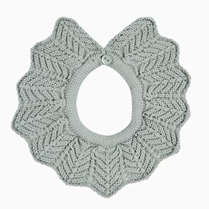 Col amovible fille point mousse pour gilet – Vert pâle
