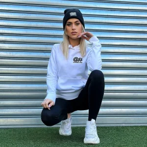 Sweat à capuche femme blanc en coton bio
