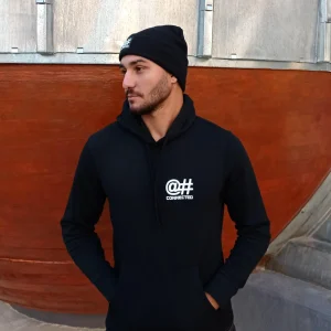 Sweat à capuche homme noir en coton bio