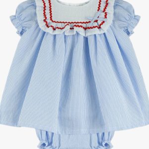 Ensemble bébé fille blouse et bloomer rayés – Bleu/blanc