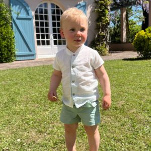 Ensemble garçon chemise et short – Vert