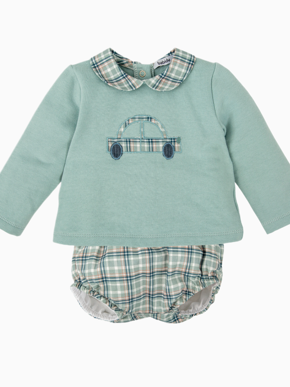 Ensemble bébé sweat et bloomer – Bleu/vert – Image 3