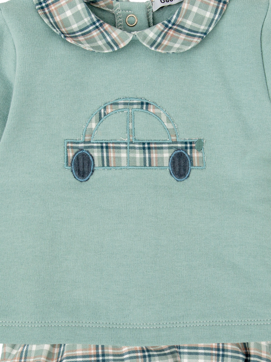 Ensemble bébé sweat et bloomer – Bleu/vert – Image 2