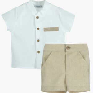 Ensemble garçon chemise et short – Beige