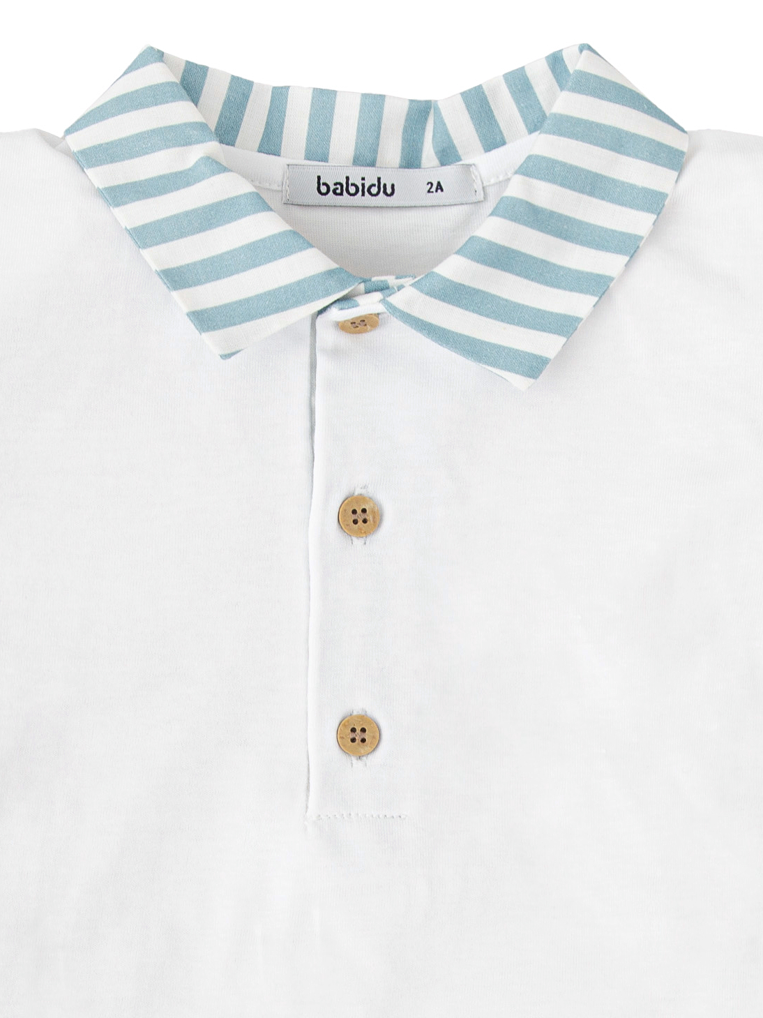 Ensemble polo et short rayé – Bleu méditerannée/blanc – Image 2