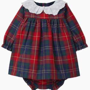 Ensemble robe et bloomer écossais – Rouge