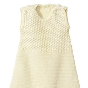 Gigoteuse sans manche en laine mérinos tricotée bio – écru Disana