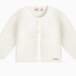 Gilet bébé fille en point mousse – Crème