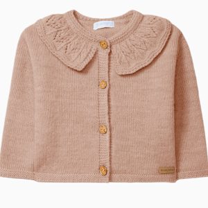 Gilet bébé fille à col froncé – Vieux rose