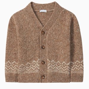 Gilet enfant garçon en maille jacquard – Camel