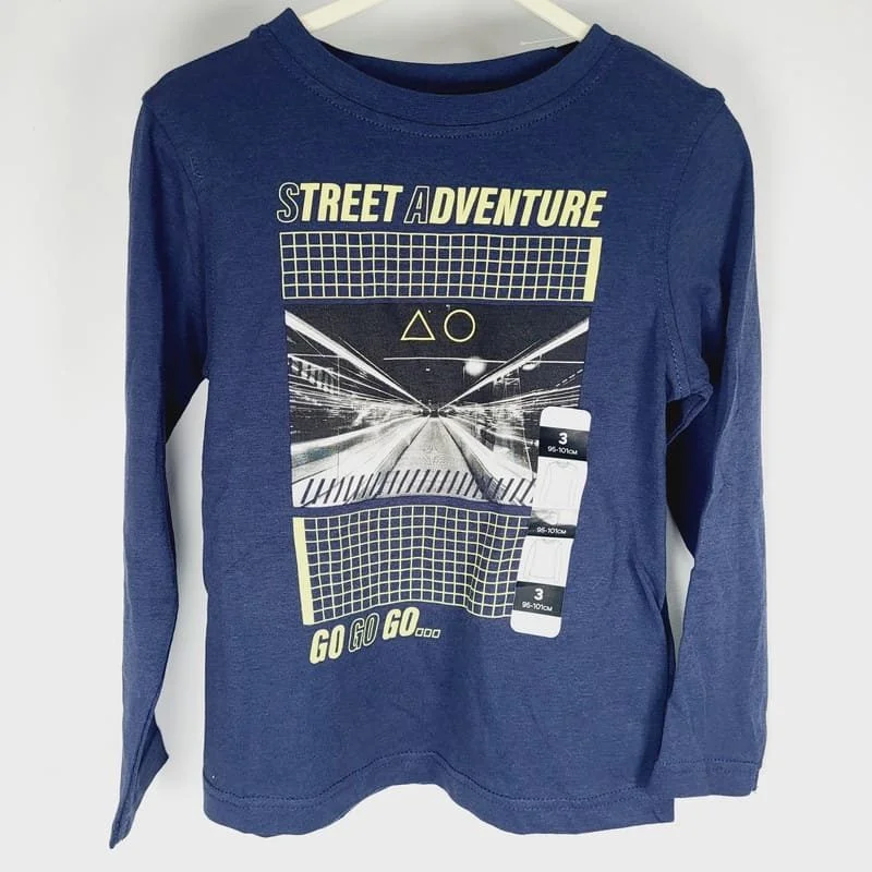 Tee-shirt manches longues bleu garçon – 3 ans