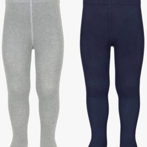Lot de 2 collants bébé unis – Gris/bleu marine