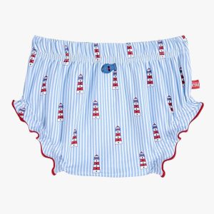 Maillot de bain bloomer rayé – Bleu/blanc