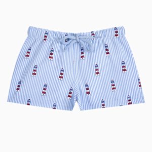 Maillot de bain rayé garçon – Bleu/blanc