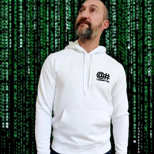 Sweat à capuche homme blanc en coton bio