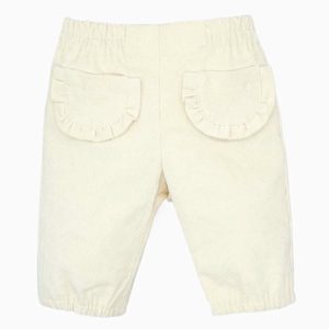 Pantalon bébé fille en velours côtelé – Crème