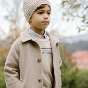 Pull bébé garçon en coton et cachemire – Beige