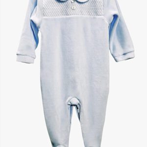 Pyjama bébé garçon en velours – Bleu ciel