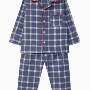 Pyjama enfant mixte à carreaux – Bleu
