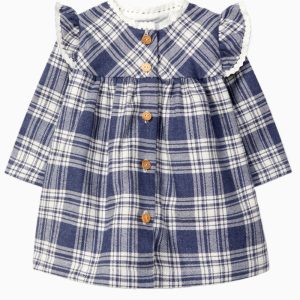 Robe bébé fille à carreaux – Bleu/blanc