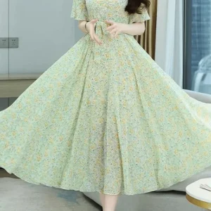 Robe champetre fleur vert d’eau : Léonie
